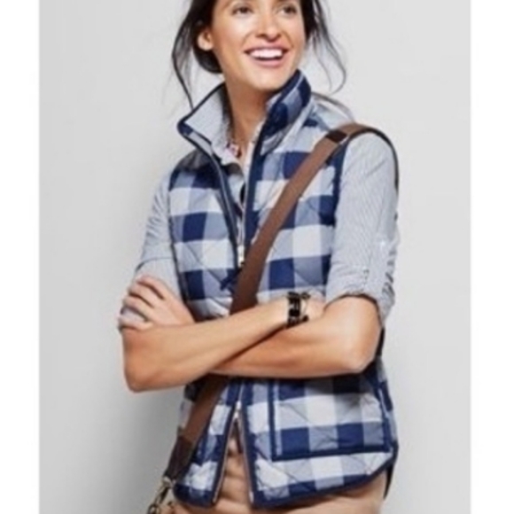 J. Crew Vest in Gingham Blue Gray & Ivory. EUC - Picture 2 of 12